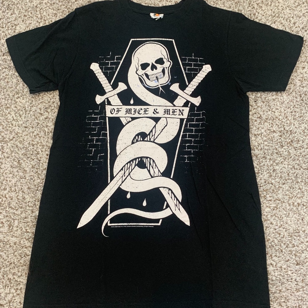 Of Mice & Men Band Tee Small Coffin Skull Swords Snake
